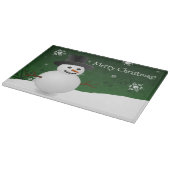 Green Snowman Winter Scene kerstknipbord Snijplank (Hoek)