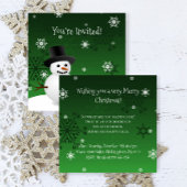 Green Snowman Winter Scène Noël Invitation
