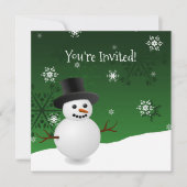 Green Snowman Winter Scène Noël Invitation (Devant)