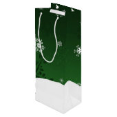 Green Snowman Winter Scene Sac cadeau de vin de No (Dos Angle)