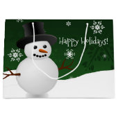 Green Snowman Winter Scenery Sac cadeau de Noël (Devant)