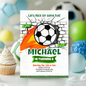 Green Soccer Anniversaire Fête Invitation