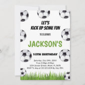 Green Soccer Anniversaire Fête Invitation (Devant)
