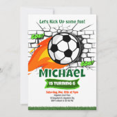 Green Soccer Anniversaire Fête Invitation (Devant)