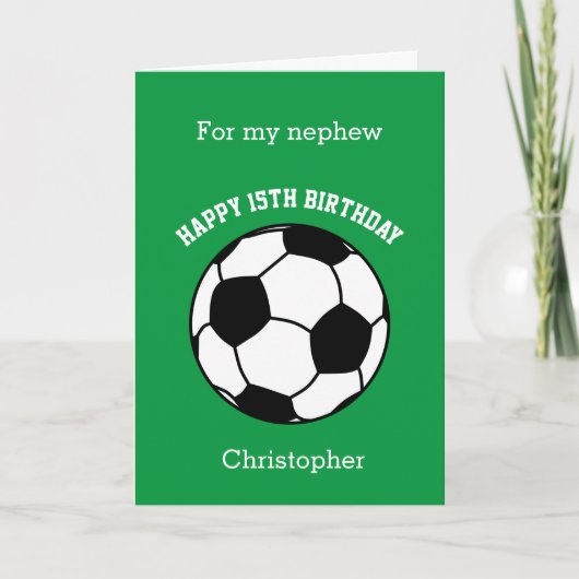 Green Soccer Sport 15e carte d'anniversaire (Devant)