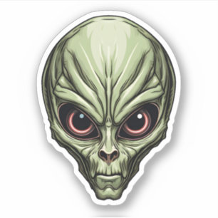 Green Space Alien Gezicht Griezelige Cartoon Alien Sticker