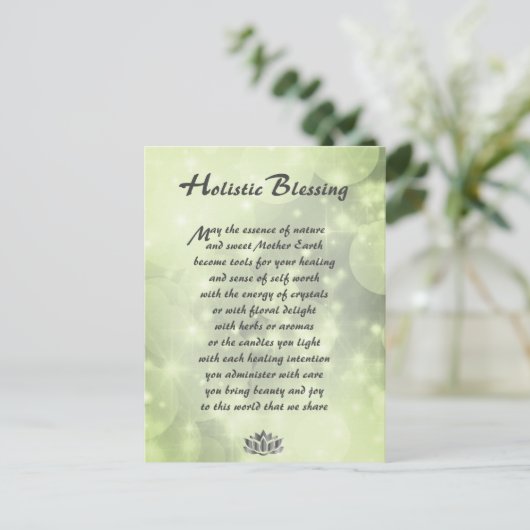Green Sparkle Holistic Blessing Briefkaart (Staand voorkant)