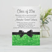 Green Sparkle look Bow Graduation Invitation (Debout devant)