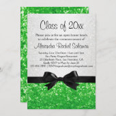 Green Sparkle look Bow Graduation Invitation (Devant / Derrière)