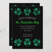 Green Sparkle Shamrock zwart St Patrick Day Kaart (Voorkant / Achterkant)