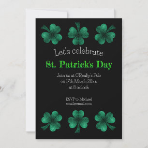 Green Sparkle Shamrock zwart St Patrick Day Kaart