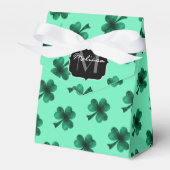 Green Sparkles Shamrock St. Patrick's Day Monogram Bedankdoosjes (Voorkant Zijde)