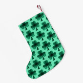 Green Sparkles Shamrock St. Patrick's Day Monogram Kleine Kerstsok (Achterkant (Hangend))