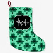Green Sparkles Shamrock St. Patrick's Day Monogram Kleine Kerstsok (Voorkant)