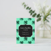 Green Sparkles Shamrock St. Patrick's Day Monogram Visitekaartje (Staand voorkant)