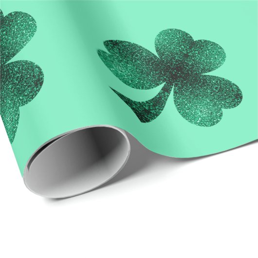 Green Sparkles Shamrock St. Patrick's Day patroon Cadeaupapier (Rol Hoek)