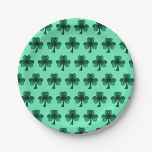 Green Sparkles Shamrock St. Patrick's Day patroon Papieren Bordje (Voorkant)