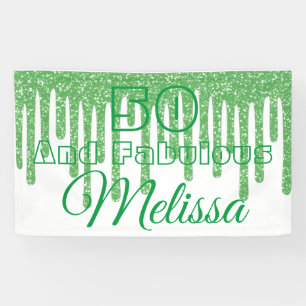 Green Sparkly 50 en Fabulous Birthday Banner