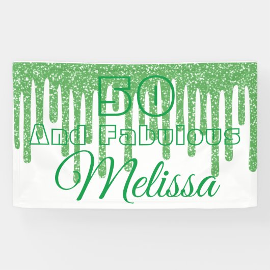 Green Sparkly 50 en Fabulous Birthday Banner (Horizontaal)