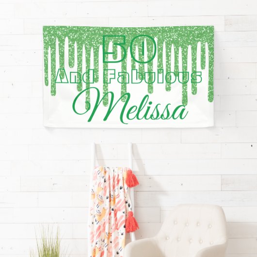 Green Sparkly 50 Et Fabuleuse Bannière Anniversair (En situation)