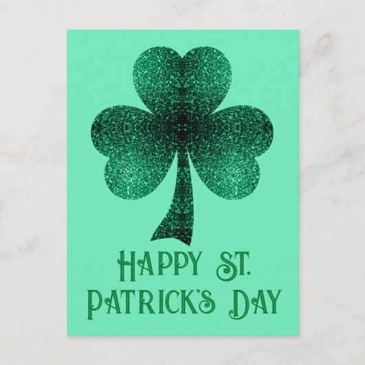 Green Sparkly Shamrock St. Patrick's Day turquoise Briefkaart (Voorkant)