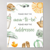 Green Splish Baby shower Envelope Station Poster (Voorkant)