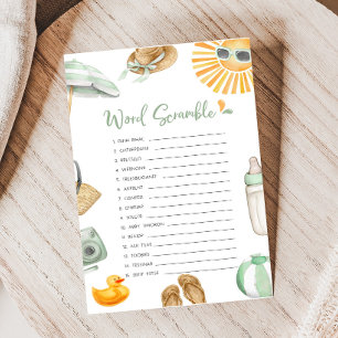 Green Splish Splash Baby shower Word Scramble spel