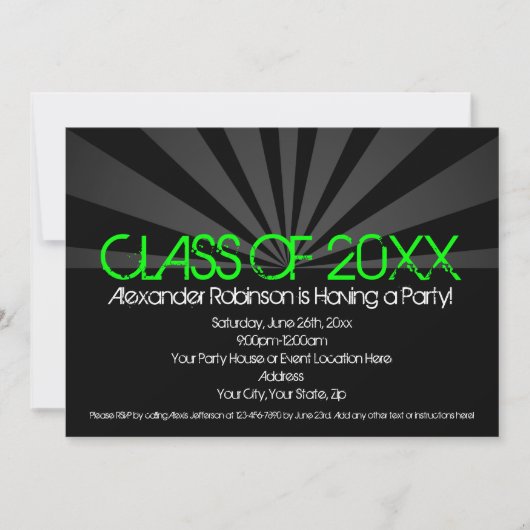 Green Spotlight Graduation Party Invitation (Devant)