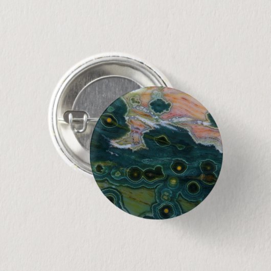 Green Spotted Ocean Jasper Ronde Button 3,2 Cm (Voorkant /achterkant)