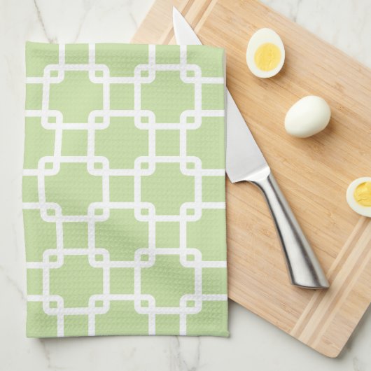Green Square Link Pattern Ktichen Towels Theedoek (Quarter Fold)