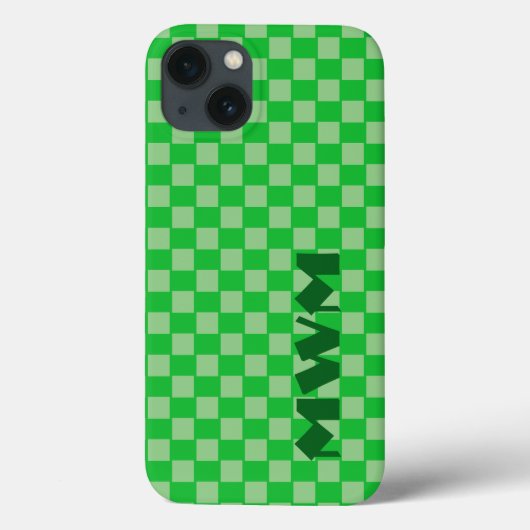 Green Squares Monogram Cell Phone Case (Achterkant)