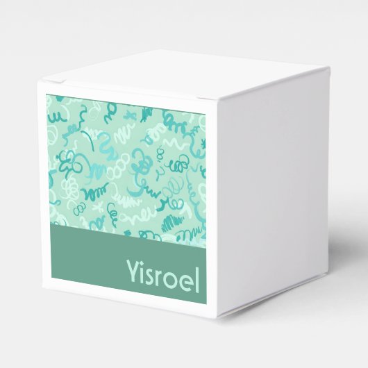 Green Squiggles upsherin gunstbox Bedankdoosjes (Voorkant Zijde)