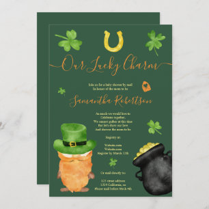Green St Patrick waterverf baby shower per post Kaart