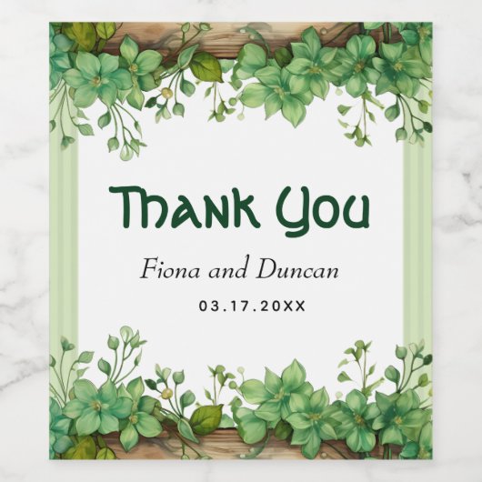 Green St. Patricks Day Bedankt bruiloft Wijn Etiket (Enkel label)