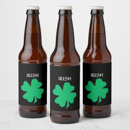 Green St Patrick's Day Irish Shamrock Leaf 2023 Bier Etiket (Flessen)