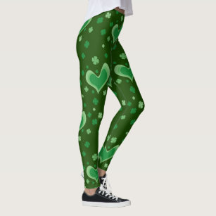 Green St Patrick's Day leggings avec coeur