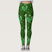 Green St Patrick's Day leggings avec coeur (Devant)