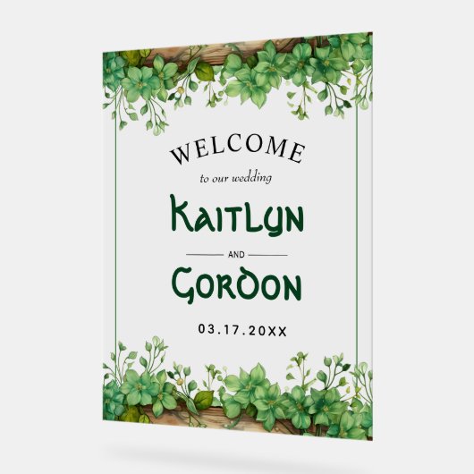 Green St. Patricks Day mariage bienvenue (Angle)