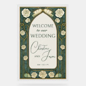 Green Stained Glass Art Nouveau Wedding Welcome (Recto)