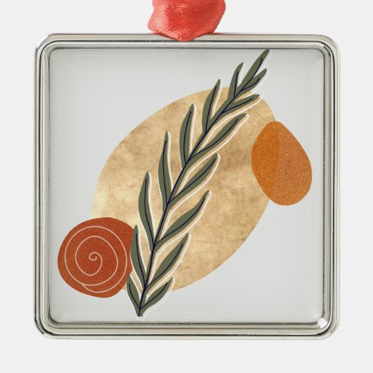 Green Stalk Boho Metalen Ornament (Voorkant)