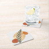 Green Stalk Boho Vierkante Kartonnen Onderzetter (Insitu)