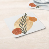 Green Stalk Boho Vierkante Kartonnen Onderzetter (Schuin)