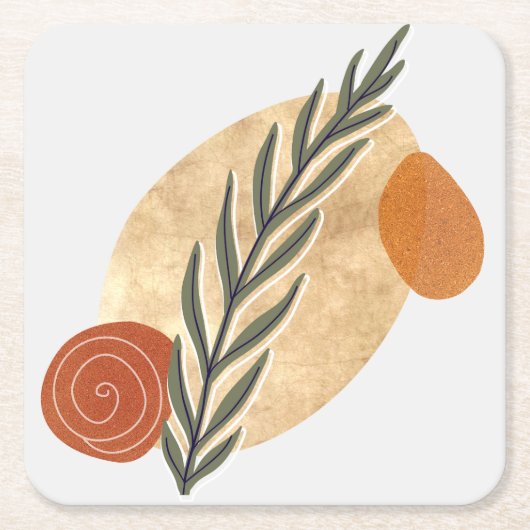 Green Stalk Boho Vierkante Kartonnen Onderzetter (Voorkant)