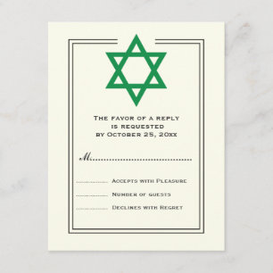 Green Star de David Bar Mitzvah carte de réponse