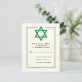 Green Star de David Bar Mitzvah carte de réponse (Debout devant)