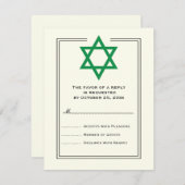 Green Star de David Bar Mitzvah carte de réponse (Devant / Derrière)