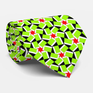 Green Star Flower Terrazzo Pattern Stropdas