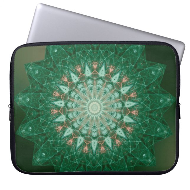 Green Star Mandala Laptop Sleeve (Voorkant)