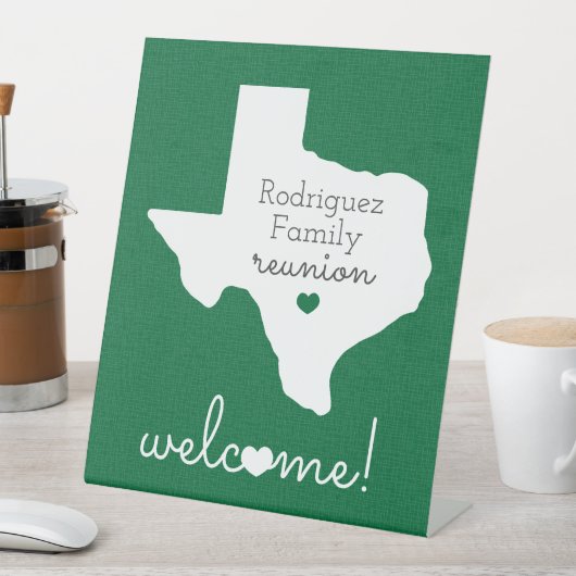 Green State of Texas Family Reunion Reclamebord Met Voetstuk (Insitu)
