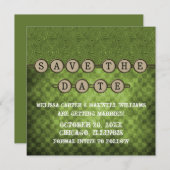 Green Steampunk Keys Save the Date Invitation (Devant / Derrière)